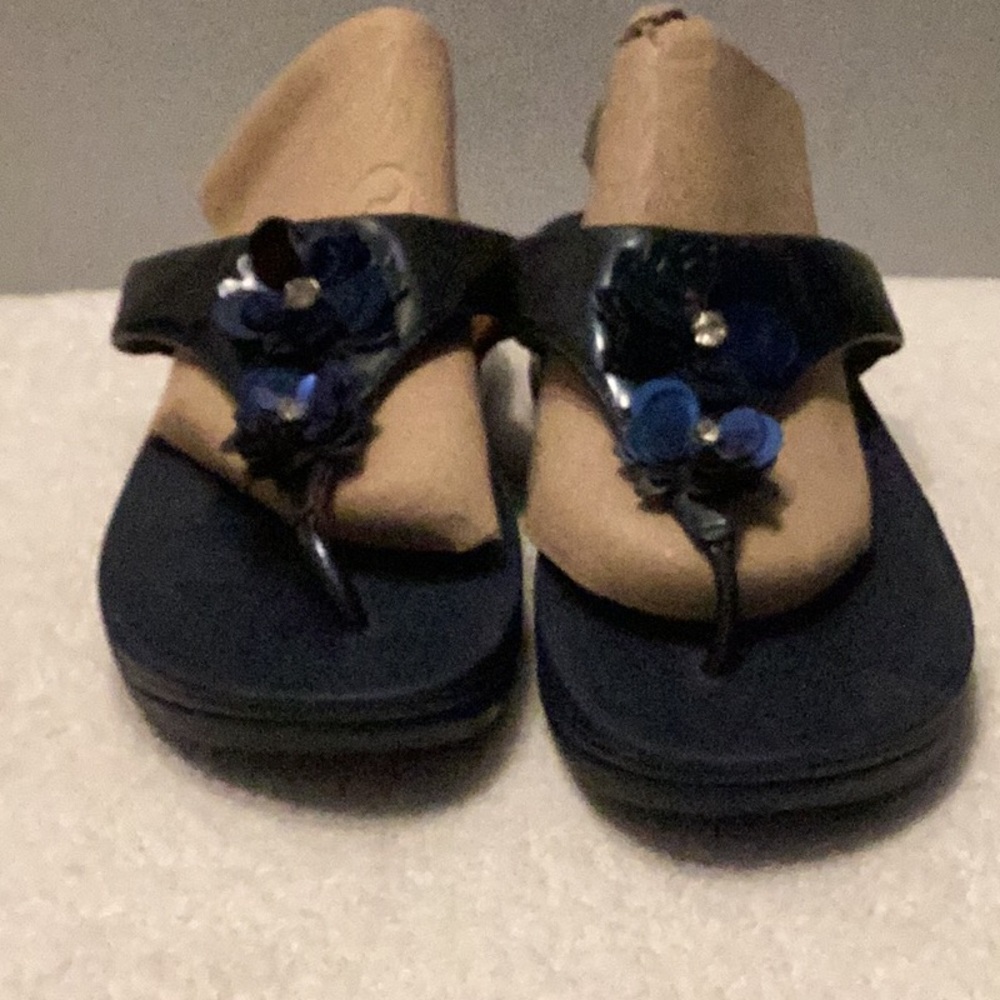 Fit Flops Navy Blue Lulu Floral Embellished Sandals